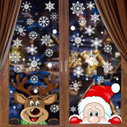 Christmas Window Clings - 4 Sheets Snowflake Snowman Moose Elk Decals