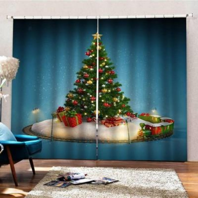 Christmas Pattern Home Decoration Living Room Bedroom Window Curtains
