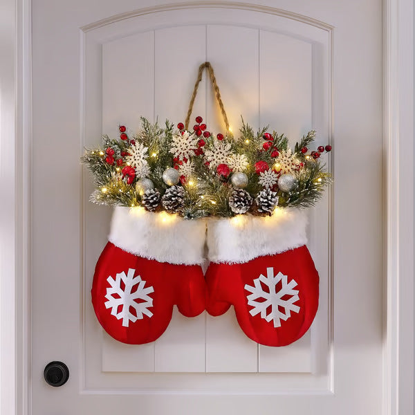 Christmas Garland Glove Wreath - Festive Door Decoration | MTHWorld Living