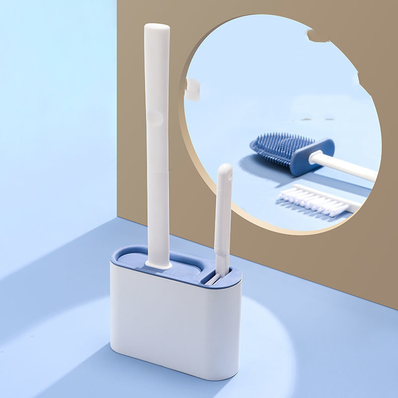 2 In 1 Silicone Toilet Brush  Set With Holder