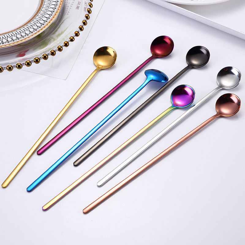 Creative Stainless Steel Long Handle Small Round Spoon