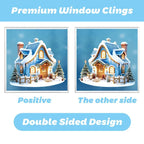 Christmas Window Clings - 9 Sheets Blue Theme Santa Reindeer Snowman