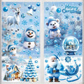 Christmas Window Clings - 9 Sheets Blue Theme Santa Reindeer Snowman
