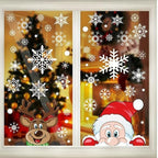 Christmas Window Clings - 4 Sheets Snowflake Snowman Moose Elk Decals
